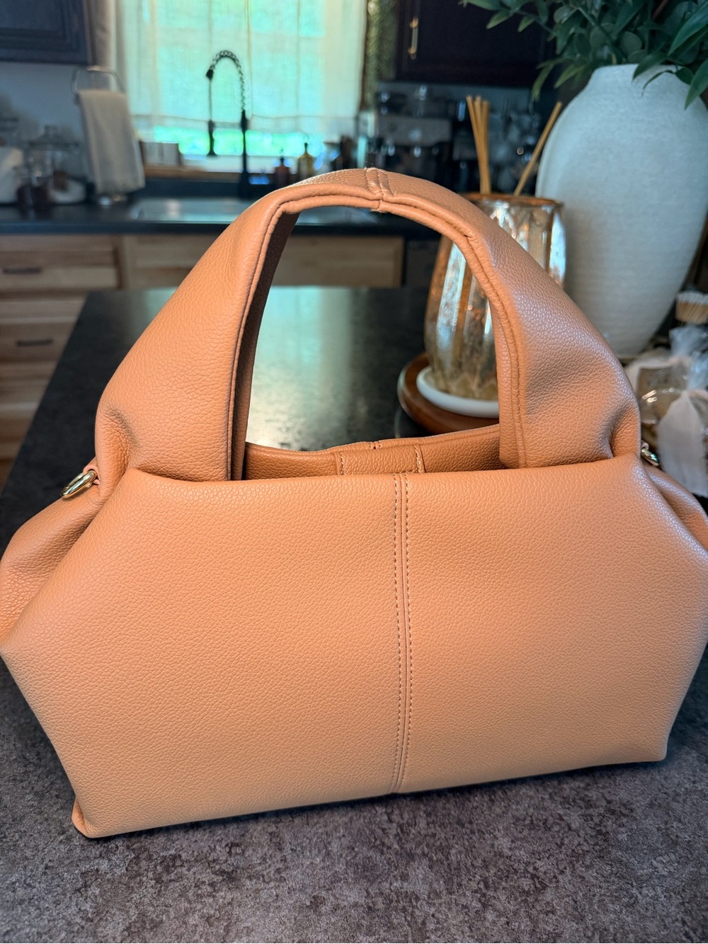 Classic Structured Tote Bag in Tan